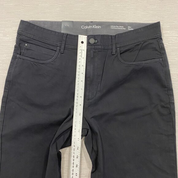 Calvin Klein Chino Pants Mens 36 x 32 Black Slim Fit Straight Flex Waist Cotton - Picture 11 of 13